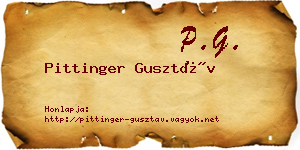 Pittinger Gusztáv névjegykártya